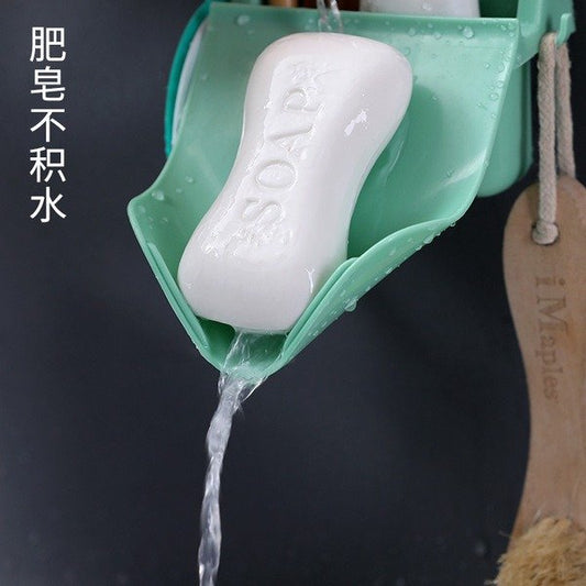 2 Pieces Wall-Mounted Leaf Shape Soap Holder with Hook & Storage