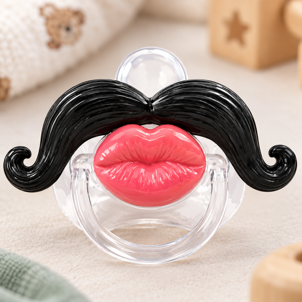 Funny Mustache Lips Baby Pacifier – Goofy Novelty Soother
