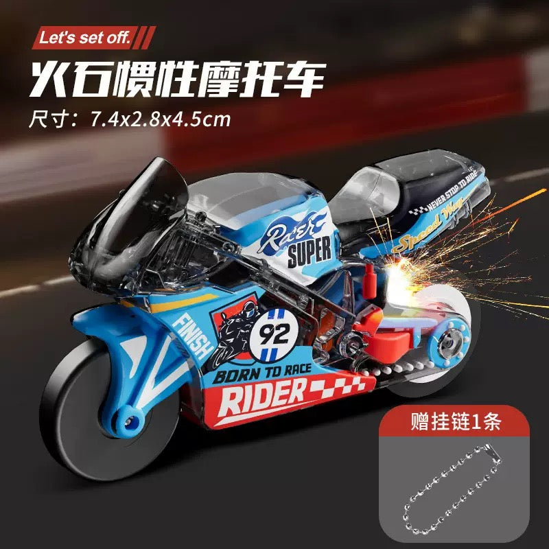 Sparky Bike Keychain – Mini Inertial Racing Bike Keychain with Spark Effect