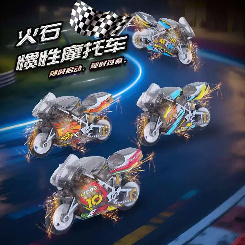 Sparky Bike Keychain – Mini Inertial Racing Bike Keychain with Spark Effect