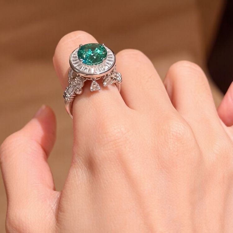 Premium Roman Fountain Diamond-Cut Rotating Ring for Women