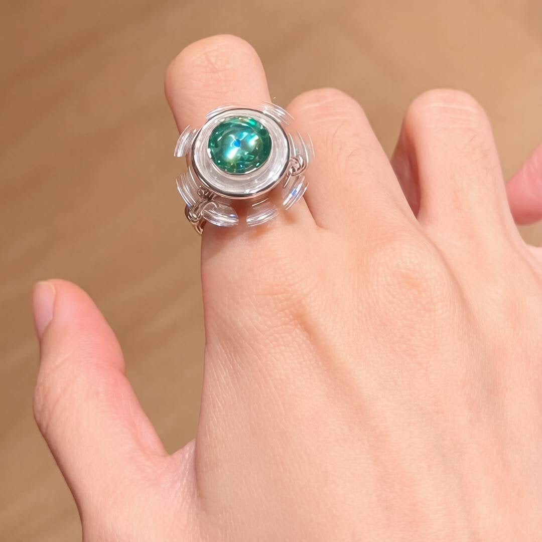 Premium Roman Fountain Diamond-Cut Rotating Ring for Women