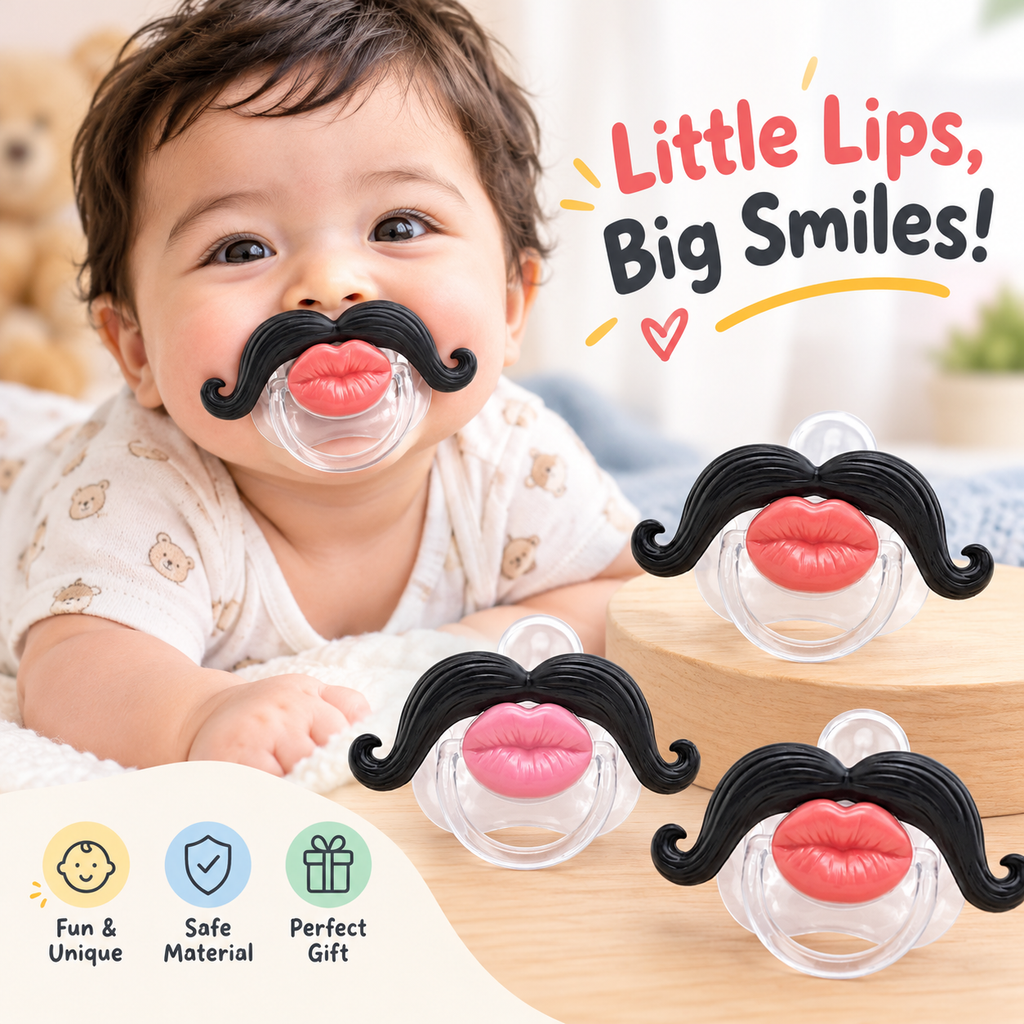 Funny Mustache Lips Baby Pacifier – Goofy Novelty Soother