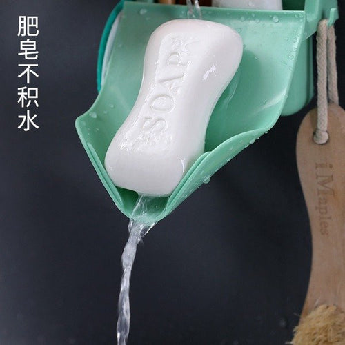 2 Pieces Wall-Mounted Leaf Shape Soap Holder with Hook & Storage