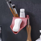 2 Pieces Wall-Mounted Leaf Shape Soap Holder with Hook & Storage