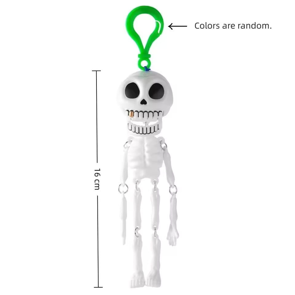 Spooky Pull String Skull Head Keychain – Funny Screaming Skeleton Keyring